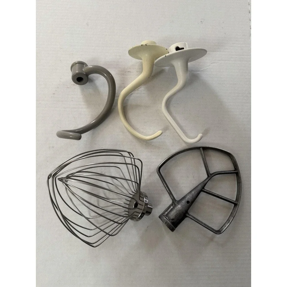 Lot Of 5 Vintage Kitchen Aid Mixer Attachments Beater Dough Hook Whisk Bowl 7qt